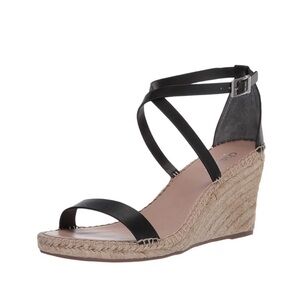 NWOT Charles David Wedge Sandals Nola Black Espadrilles Size 9